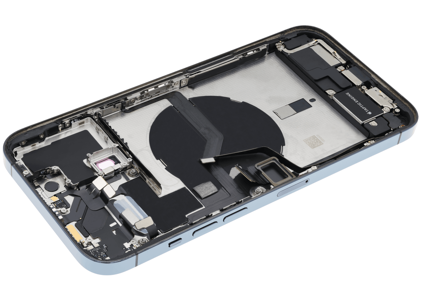 Back Housing W/ Charging Port Flex & Small Parts For iPhone 12 Pro Max (US Version) (Used OEM Pull: Grade B) (Pacific Blue)
