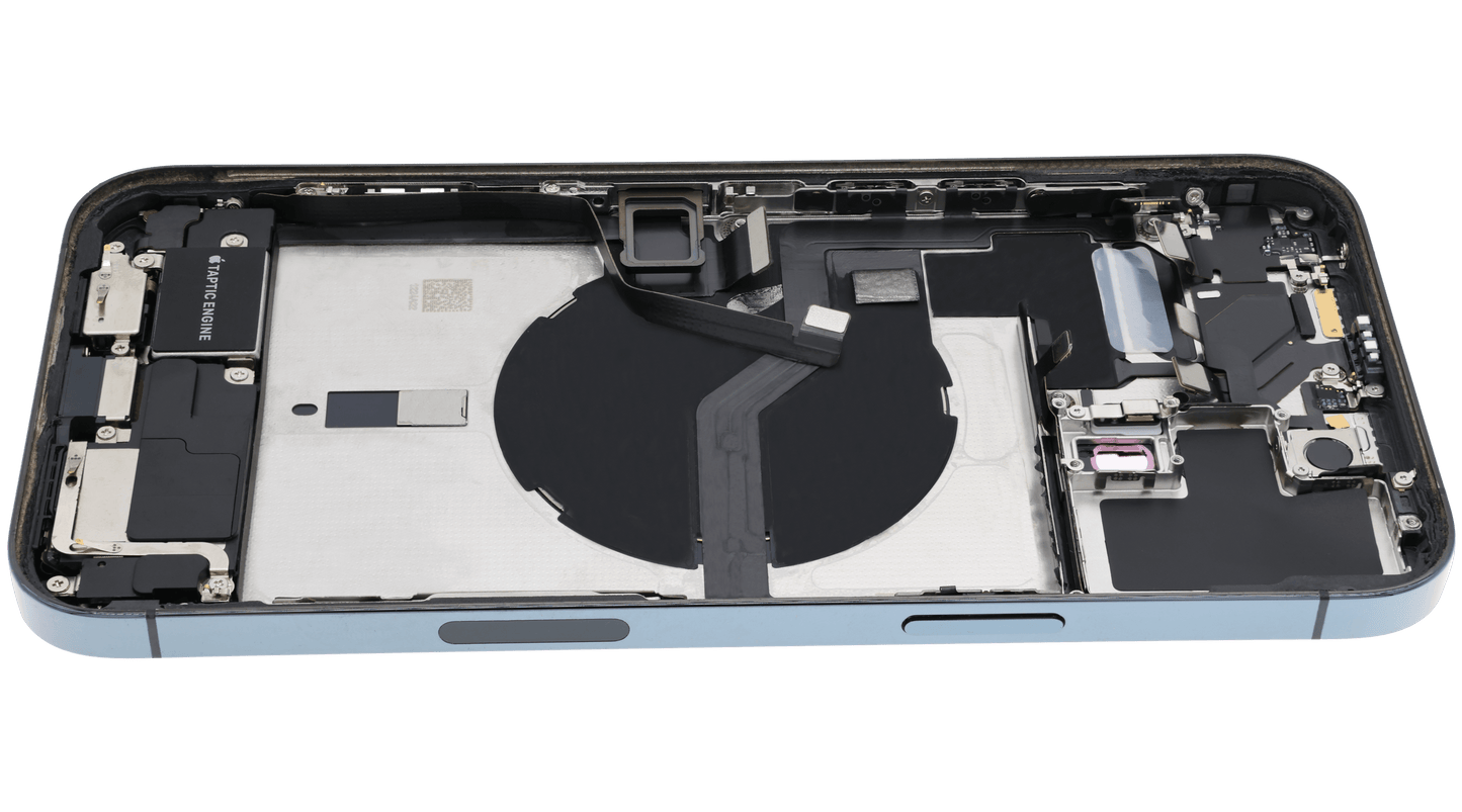 Back Housing W/ Charging Port Flex & Small Parts For iPhone 12 Pro Max (US Version) (Used OEM Pull: Grade B) (Pacific Blue)