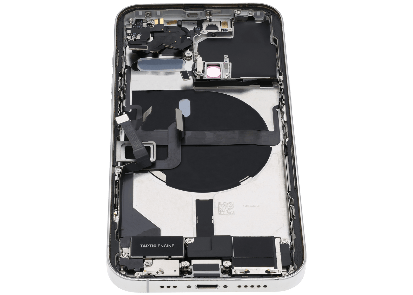 Back Housing W/ Charging Port Flex & Small Parts For iPhone 13 Pro (US Version) (Used OEM Pull: Grade B) (Silver)