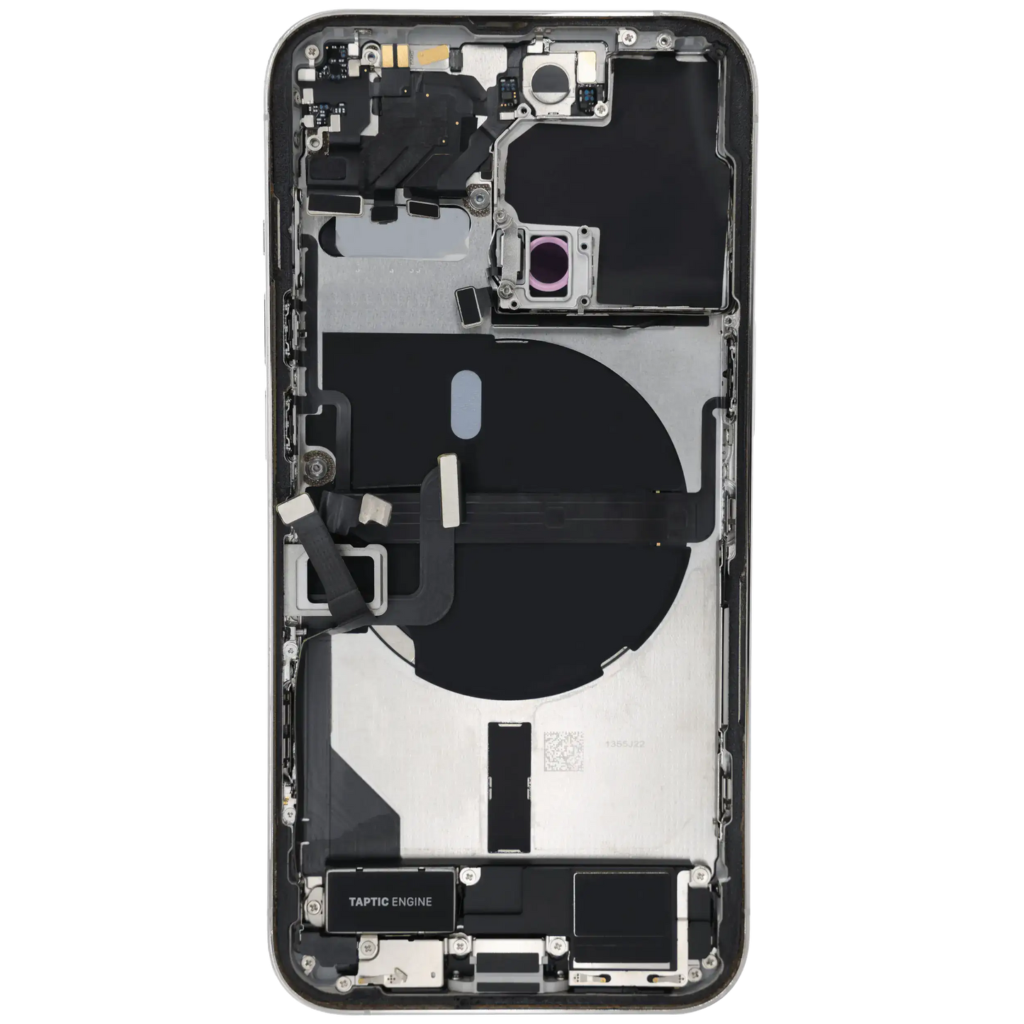Back Housing W/ Charging Port Flex & Small Parts For iPhone 13 Pro (US Version) (Used OEM Pull: Grade C) (Silver)