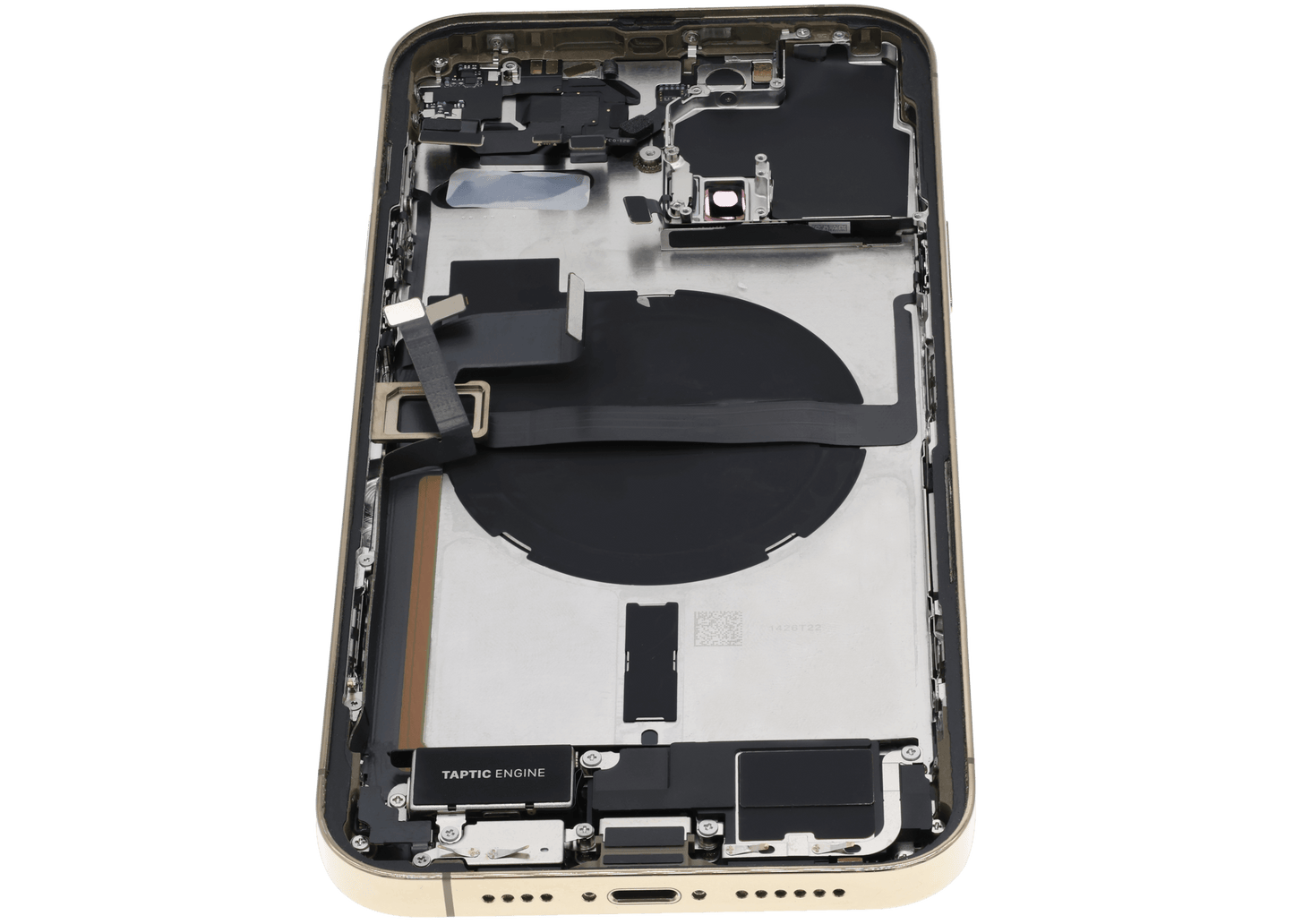 Back Housing W/ Charging Port Flex & Small Parts For iPhone 13 Pro Max (US Version) (Used OEM Pull: Grade B) (Gold)
