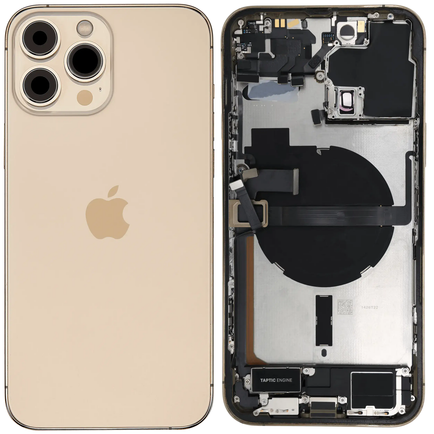 Back Housing W/ Charging Port Flex & Small Parts For iPhone 13 Pro Max (US Version) (Used OEM Pull: Grade C) (Gold)