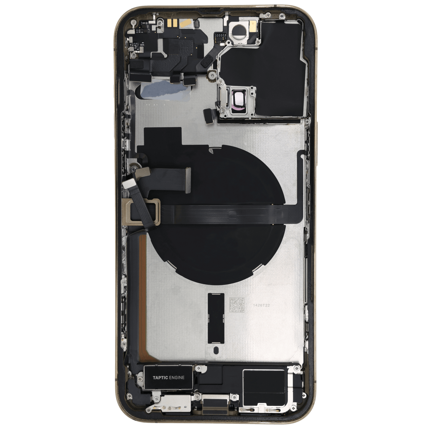 Back Housing W/ Charging Port Flex & Small Parts For iPhone 13 Pro Max (US Version) (Used OEM Pull: Grade C) (Gold)