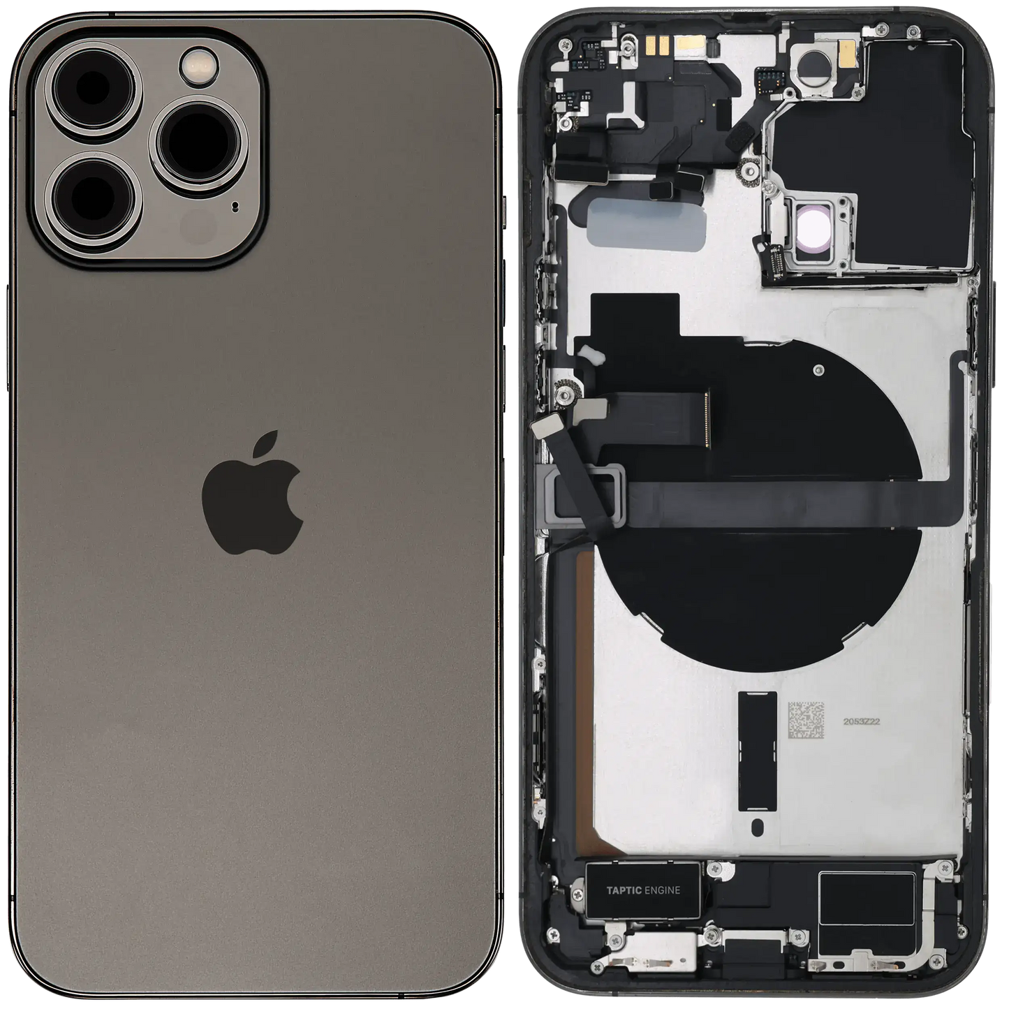 Back Housing W/ Charging Port Flex & Small Parts For iPhone 13 Pro Max (US Version) (Used OEM Pull: Grade C) (Graphite)