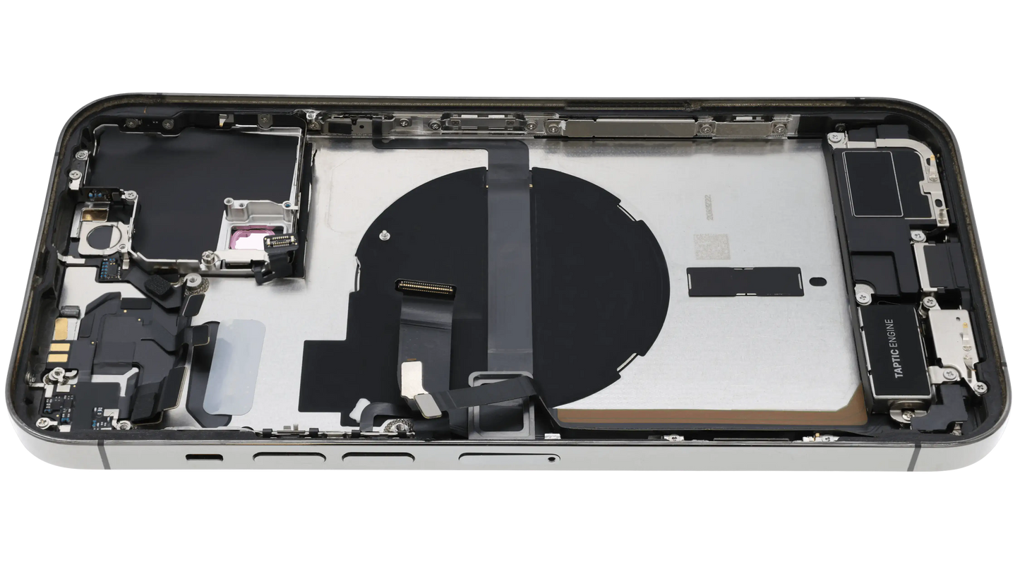 Back Housing W/ Charging Port Flex & Small Parts For iPhone 13 Pro Max (US Version) (Used OEM Pull: Grade C) (Graphite)