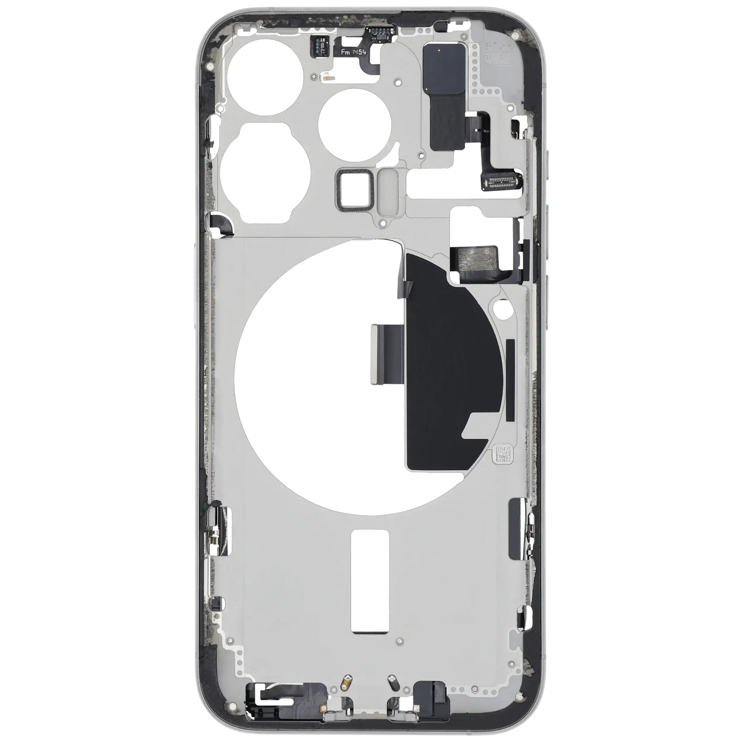 Mid-Frame Housing W/ Charging Port Flex & Small Parts For iPhone 15 Pro (US Version) (Used OEM Pull: Grade B) (White Titanium)