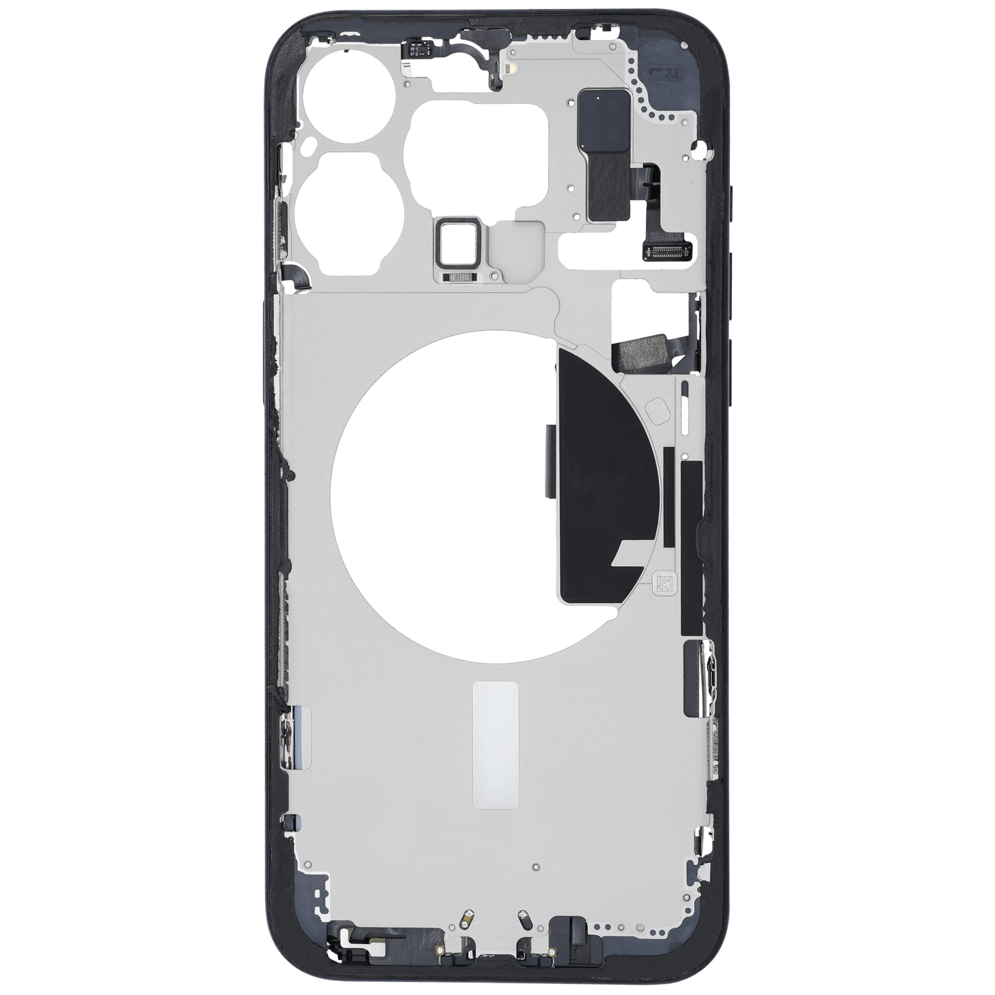 Mid-Frame Housing W/ Charging Port Flex & Small Parts For iPhone 15 Pro Max (US Version) (Used OEM Pull: Grade B) (Blue Titanium)
