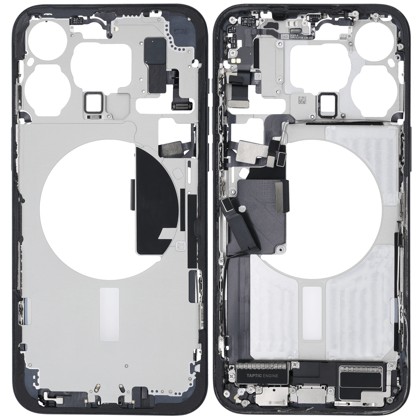 Mid-Frame Housing W/ Charging Port Flex & Small Parts For iPhone 15 Pro Max (US Version) (Used OEM Pull: Grade B) (Blue Titanium)