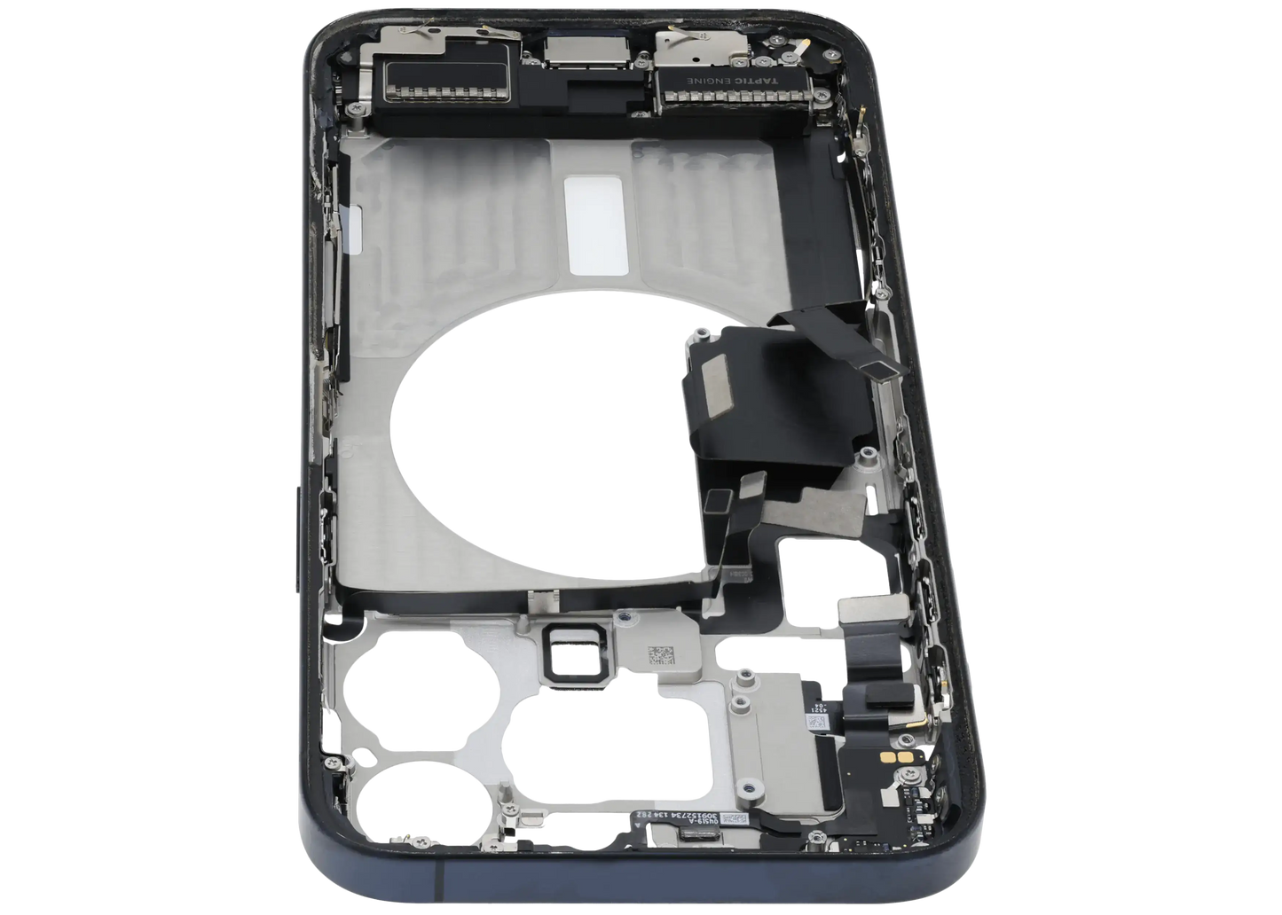 Mid-Frame Housing W/ Charging Port Flex & Small Parts For iPhone 15 Pro Max (US Version) (Used OEM Pull: Grade B) (Blue Titanium)