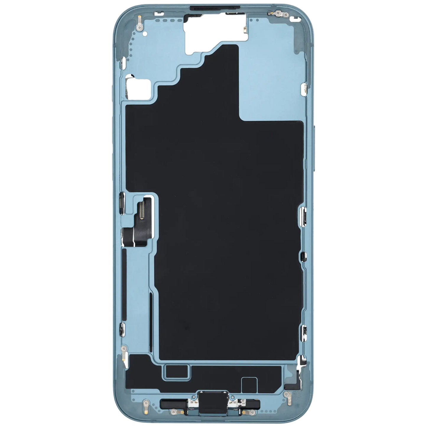 Mid-Frame Housing W/ Charging Port Flex & Small Parts For iPhone 16 Plus (US Version) (Used OEM Pull: Grade B) (Teal)