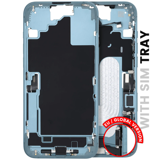 Mid-Frame Housing W/ Charging Port Flex & Small Parts For iPhone 16 Plus (EU / Global Version) (Used OEM Pull: Grade B) (Teal)