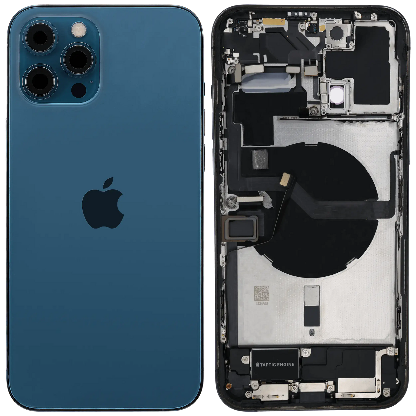 Back Housing W/ Charging Port Flex & Small Parts For iPhone 12 Pro Max (US Version) (Used OEM Pull: Grade A) (Pacific Blue)