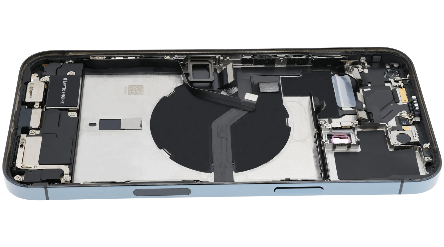 Back Housing W/ Charging Port Flex & Small Parts For iPhone 12 Pro Max (US Version) (Used OEM Pull: Grade A) (Pacific Blue)