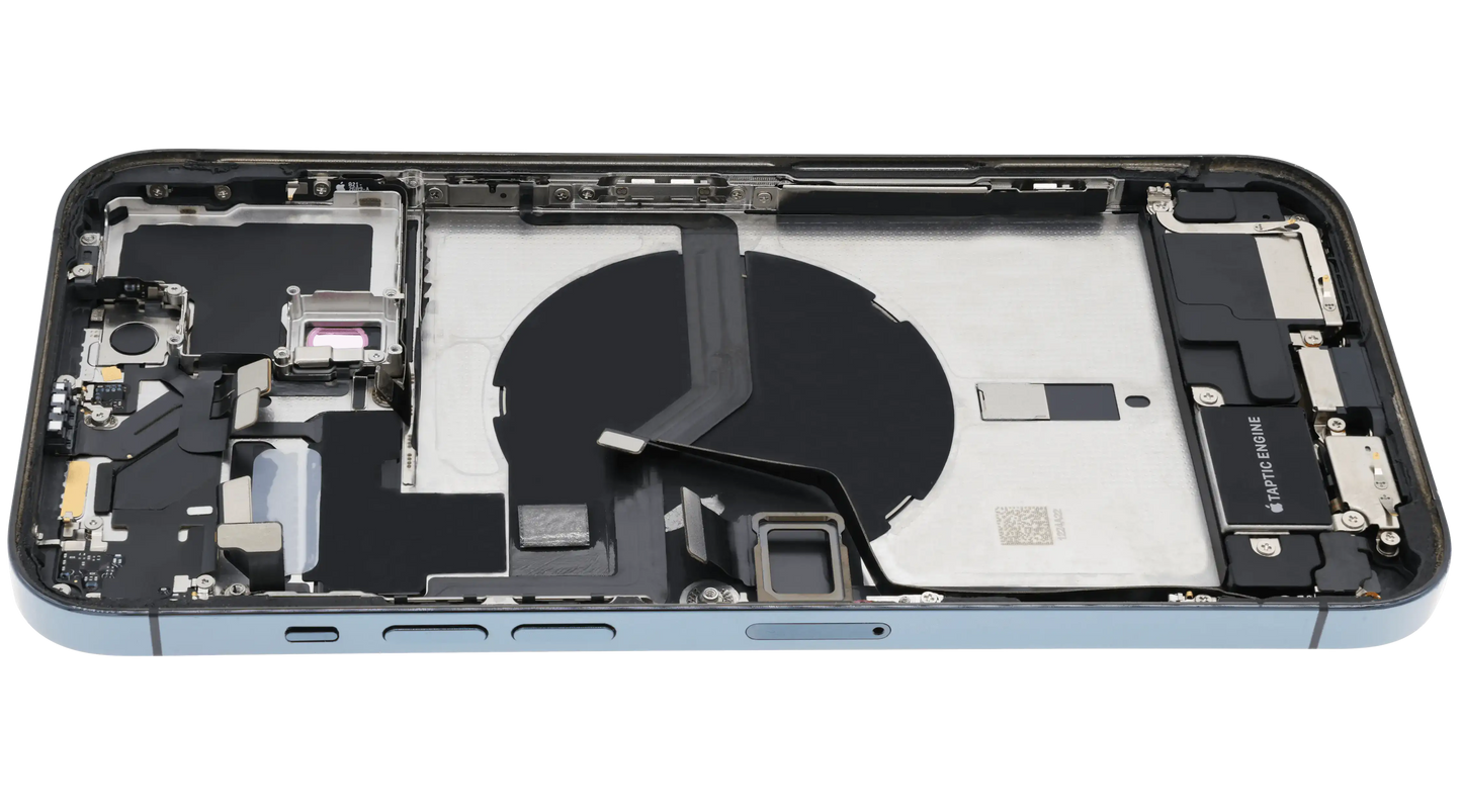 Back Housing W/ Charging Port Flex & Small Parts For iPhone 12 Pro Max (US Version) (Used OEM Pull: Grade A) (Pacific Blue)