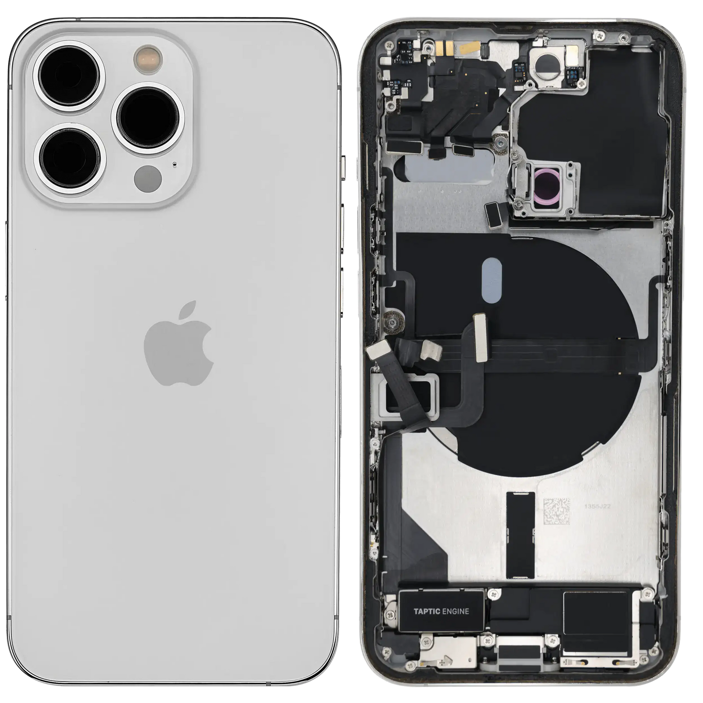 Back Housing W/ Charging Port Flex & Small Parts For iPhone 13 Pro (US Version) (Used OEM Pull: Grade A) (Silver)
