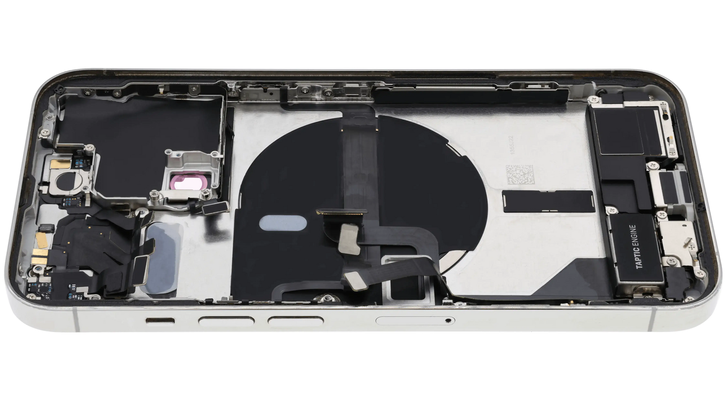 Back Housing W/ Charging Port Flex & Small Parts For iPhone 13 Pro (US Version) (Used OEM Pull: Grade A) (Silver)