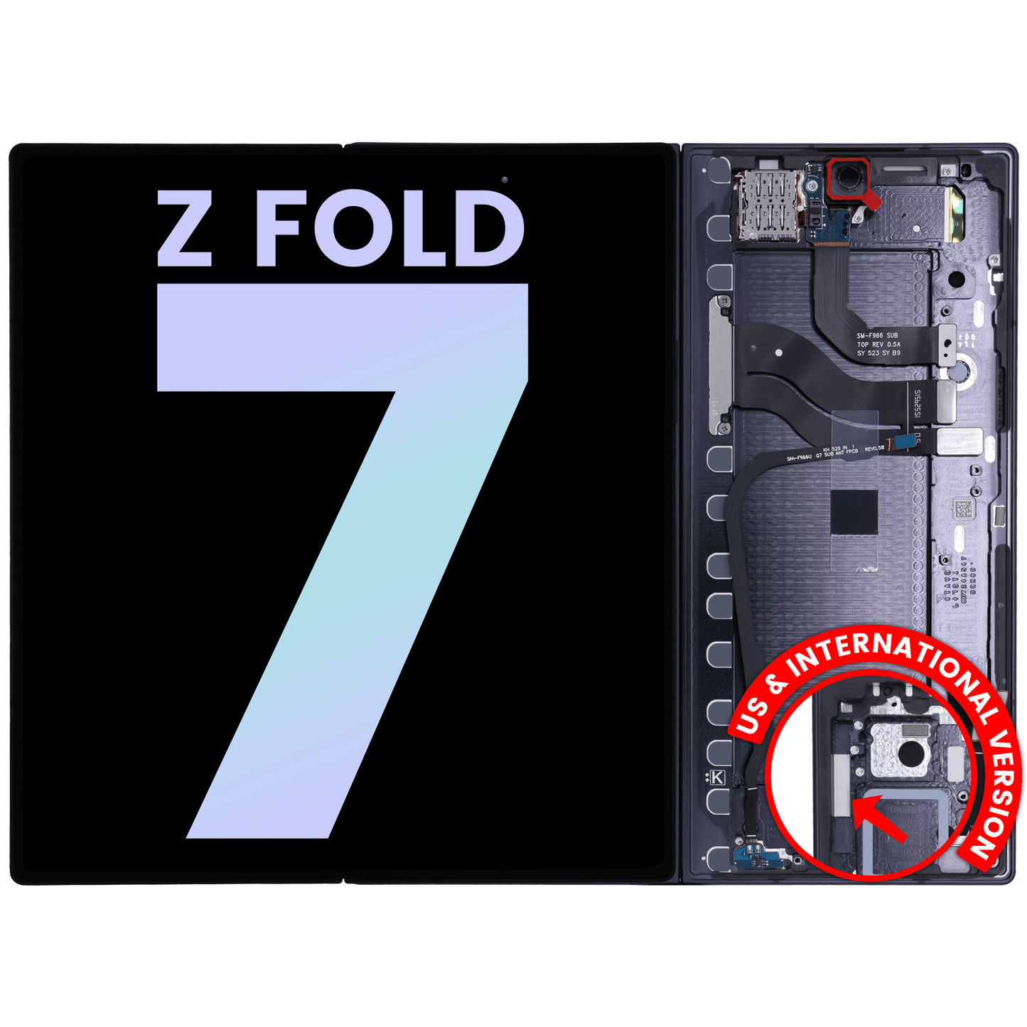 Inner OLED Assembly With Frame For Samsung Galaxy Z Fold 7 5G (US & International) (Service Pack) (Jet Black)