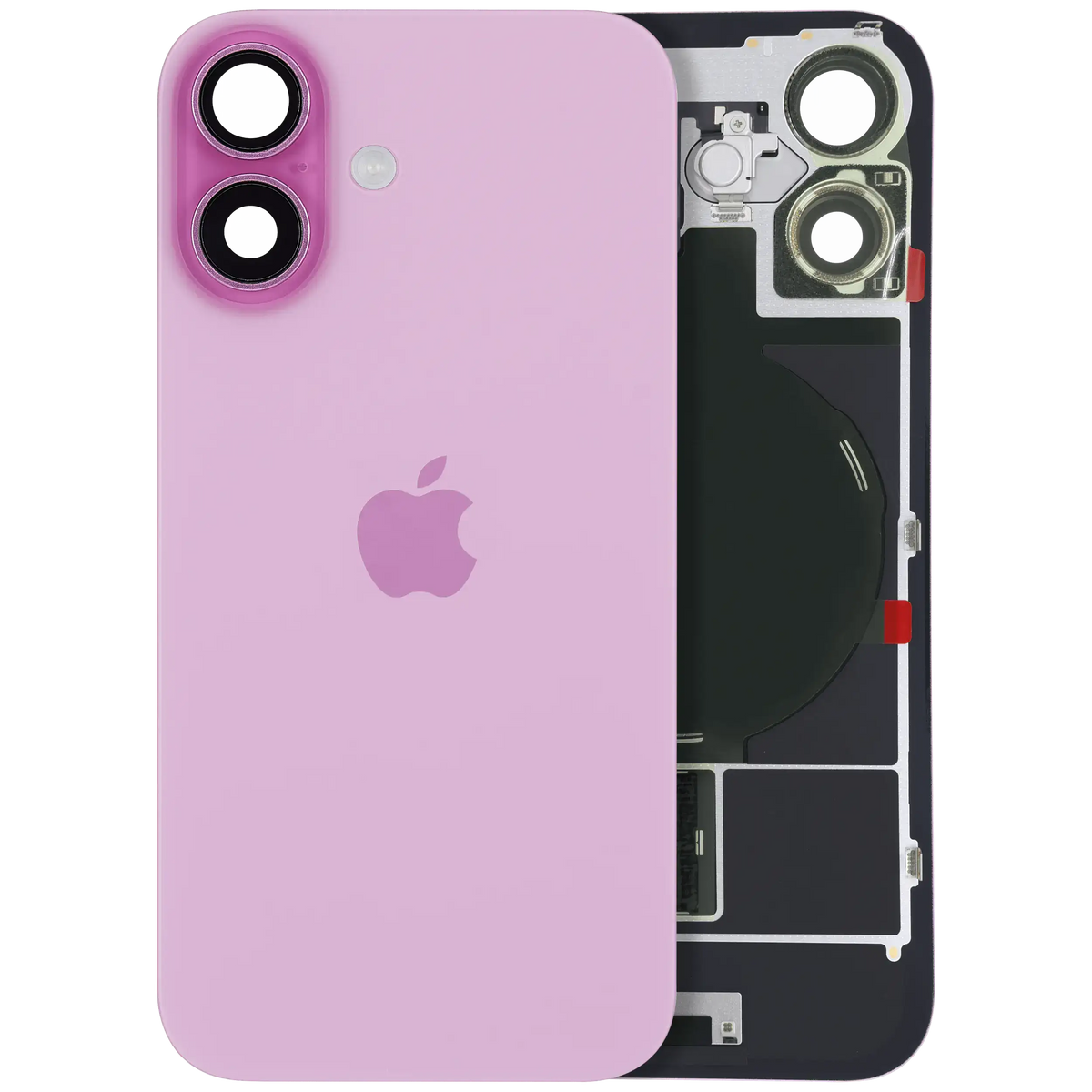 Back Glass w/ MagSafe Magnet & NFC & Flashlight Flex For iPhone 16 (Service Pack) (Pink) — product photo 1