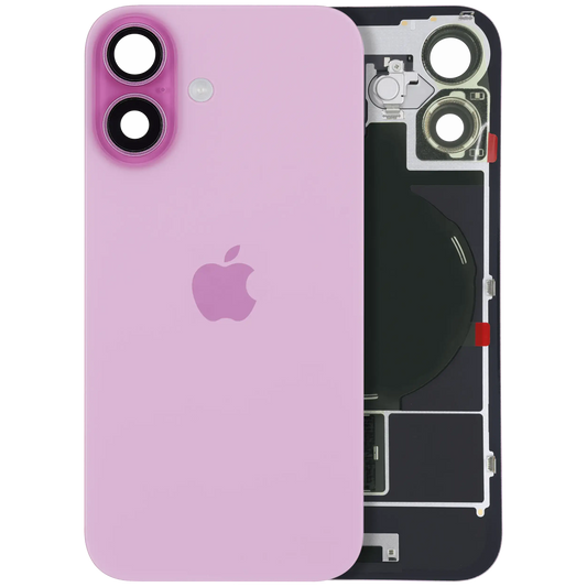 Back Glass w/ MagSafe Magnet & NFC & Flashlight Flex For iPhone 16 (Service Pack) (Pink) — product photo 1