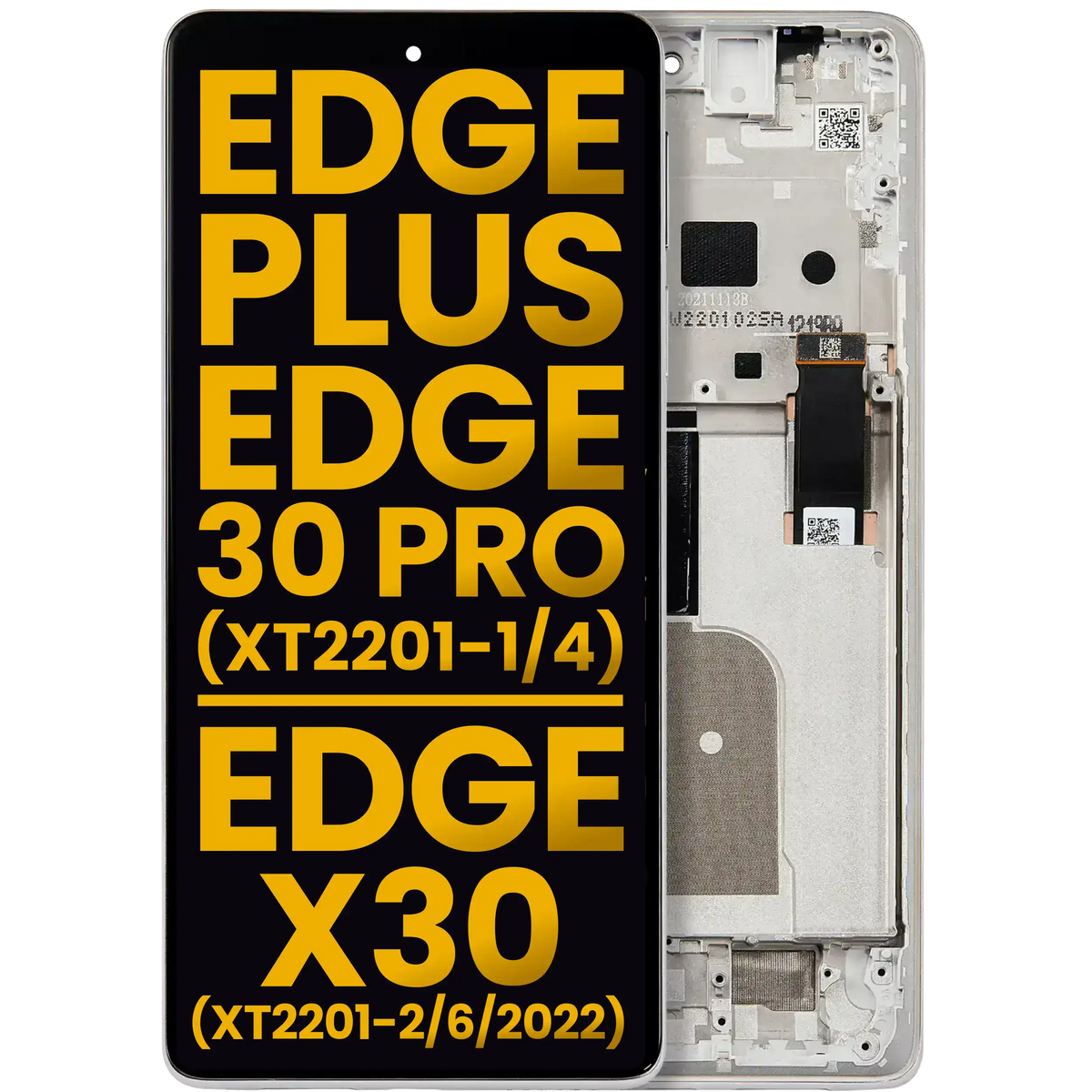 OLED Assembly With Frame For Motorola Moto Edge Plus / Edge 30 Pro (XT2201-1/4) / Edge X30 5G (XT2201-2/6 /2022) (Refurbished) (Stardust White) | SKU 107183123889 | image 1