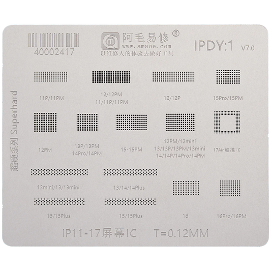 Display IC Reballing Stencil for iPhone 11–17 Series (Amaoe)