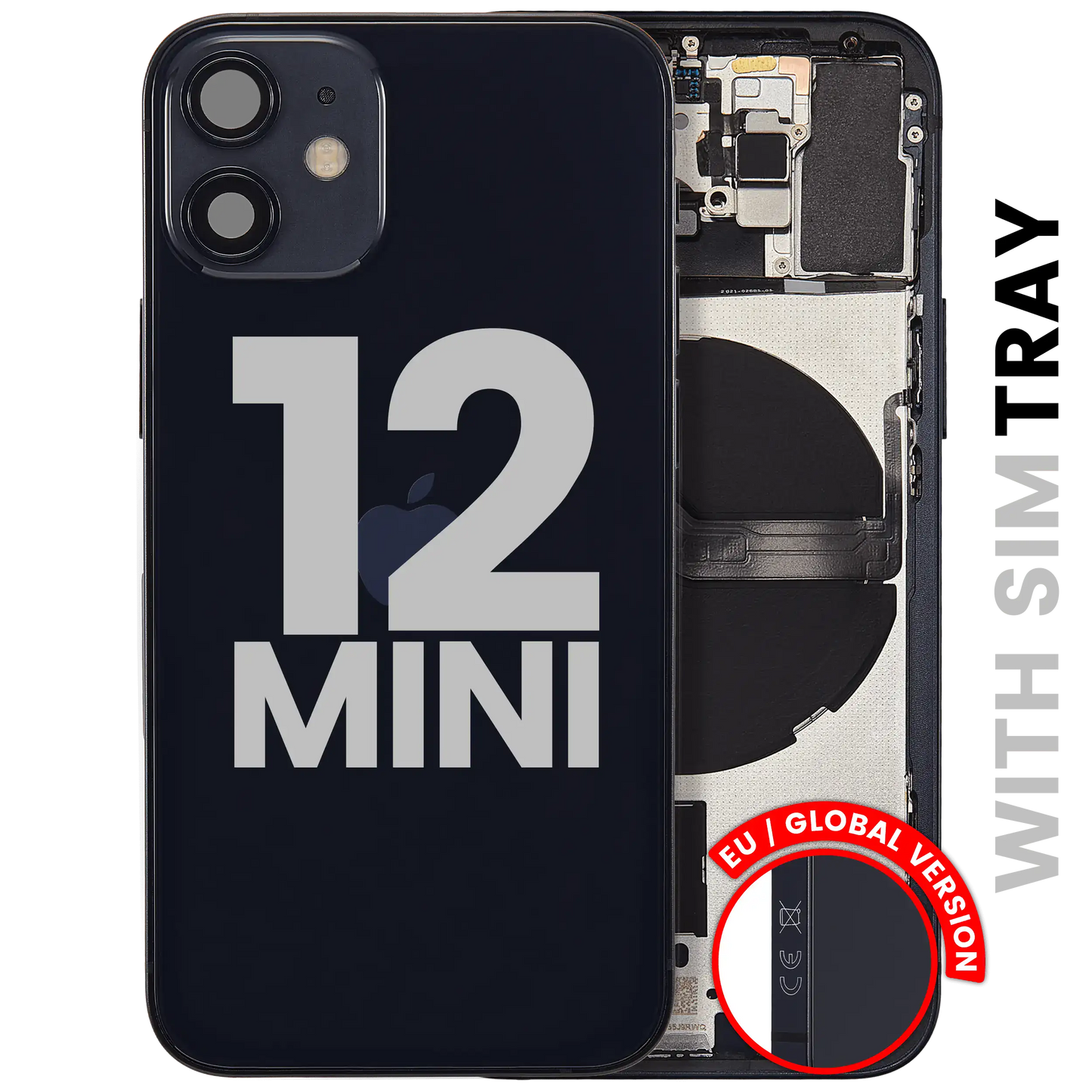 Back Housing W/ Small Parts For iPhone 12 Mini (EU / Global Version) (Used OEM Pull: Grade A) (Black)
