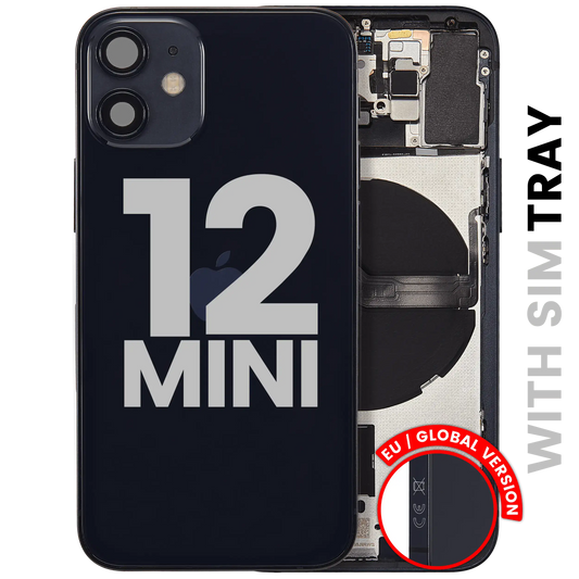 Back Housing W/ Small Parts For iPhone 12 Mini (EU / Global Version) (Used OEM Pull: Grade A) (Black)