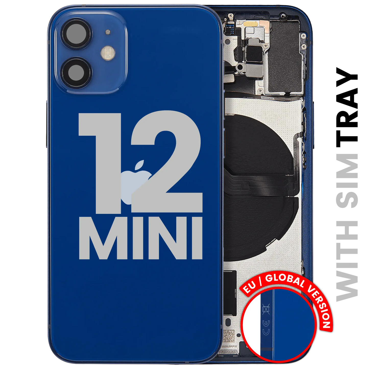 Back Housing W/ Small Parts For iPhone 12 Mini (EU / Global Version) (Used OEM Pull: Grade A) (Blue)