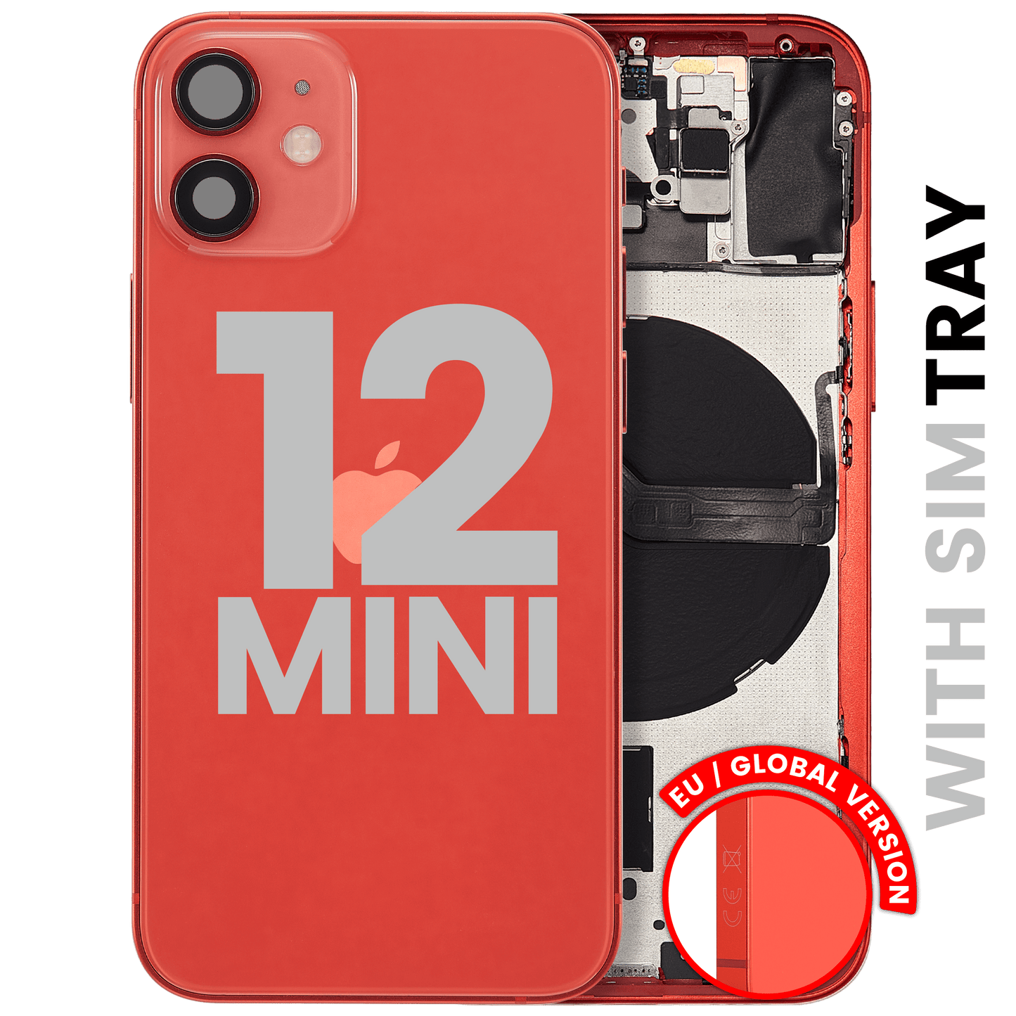 Back Housing W/ Small Parts For iPhone 12 Mini (EU / Global Version) (Used OEM Pull: Grade A) (Red)