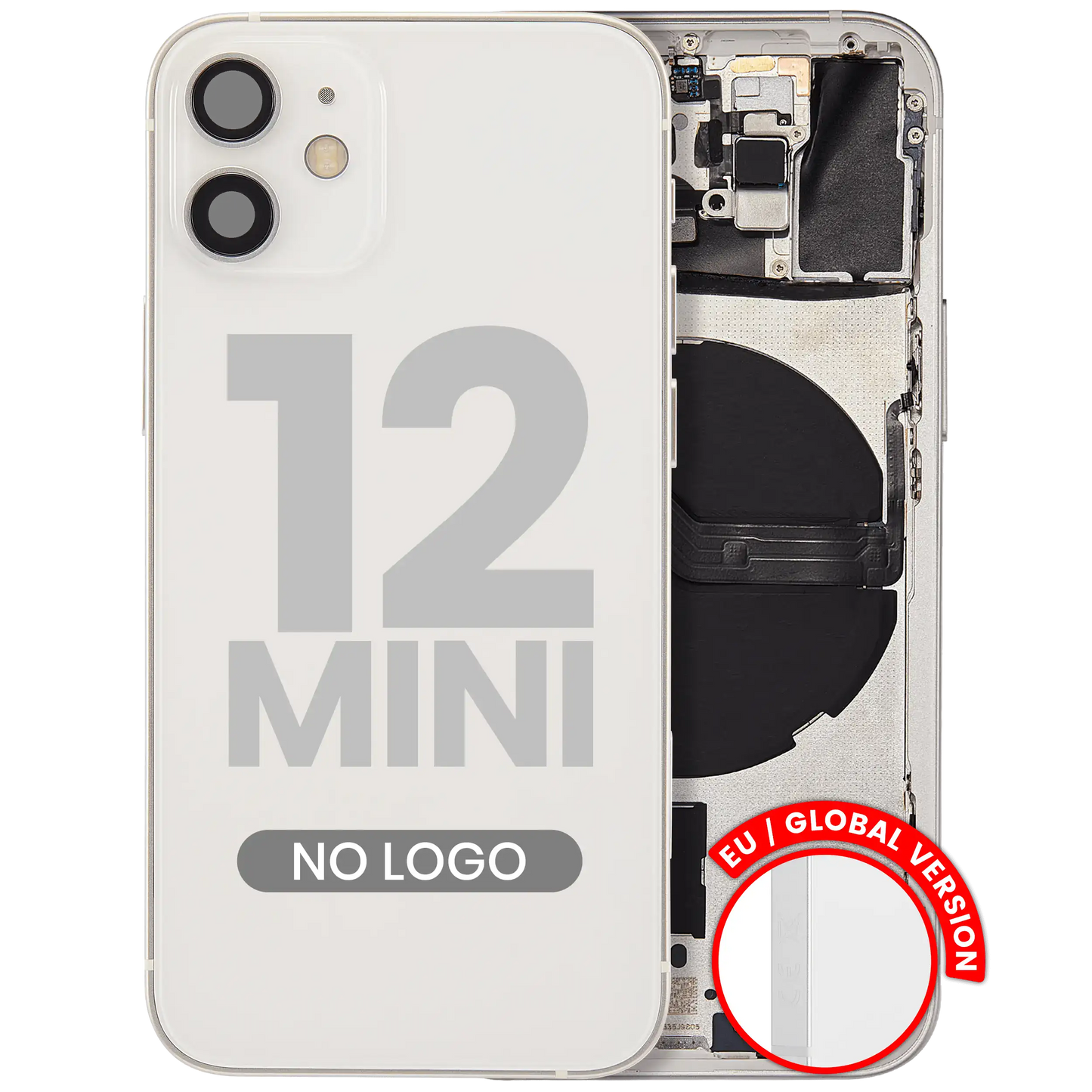 Back Housing W/ Small Parts For iPhone 12 Mini (EU / Global Version) (Aftermarket Plus) (White)