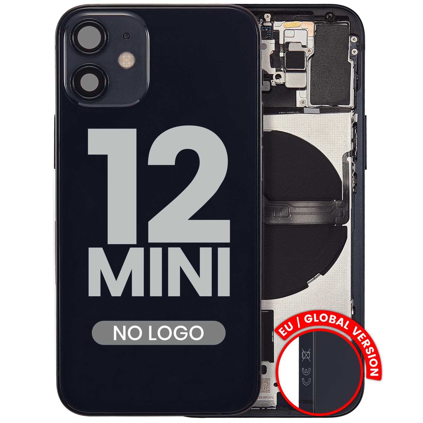 Back Housing W/ Small Parts For iPhone 12 Mini (EU / Global Version) (Aftermarket Plus) (Black)