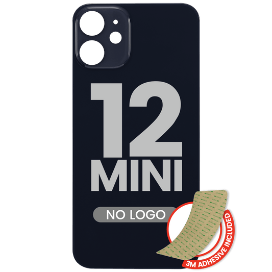 Back Glass With 3M Adhesive For iPhone 12 Mini (No Logo / Large Camera Hole) (Black)