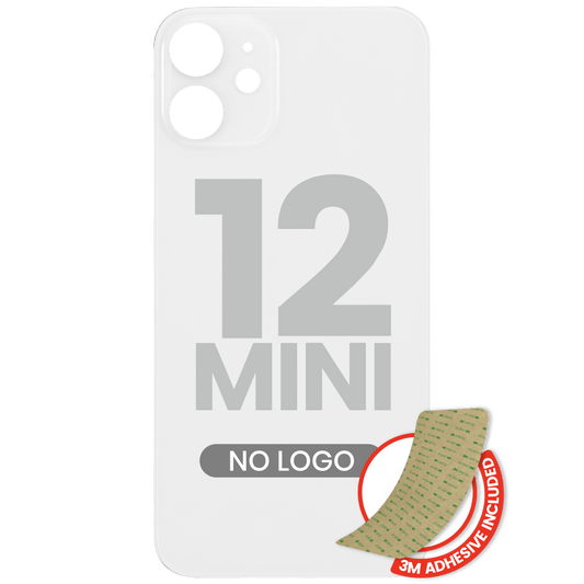 Back Glass With 3M Adhesive For iPhone 12 Mini (No Logo / Large Camera Hole) (White)