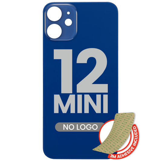Back Glass With 3M Adhesive For iPhone 12 Mini (No Logo / Large Camera Hole) (Blue)