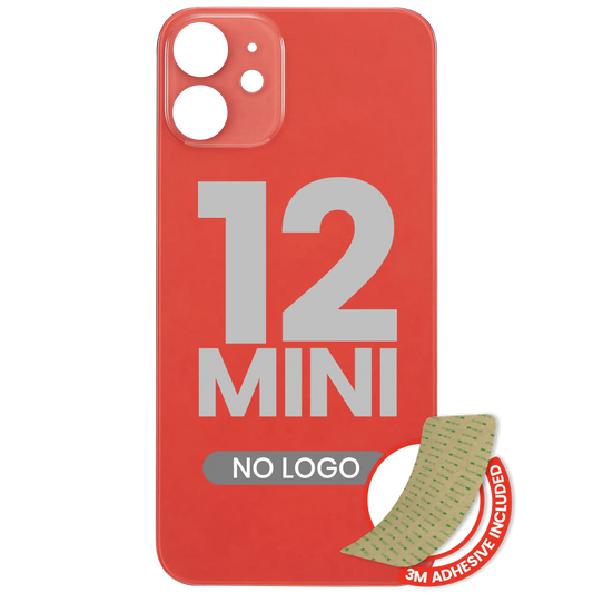 Back Glass With 3M Adhesive For iPhone 12 Mini (No Logo / Large Camera Hole) (Red)