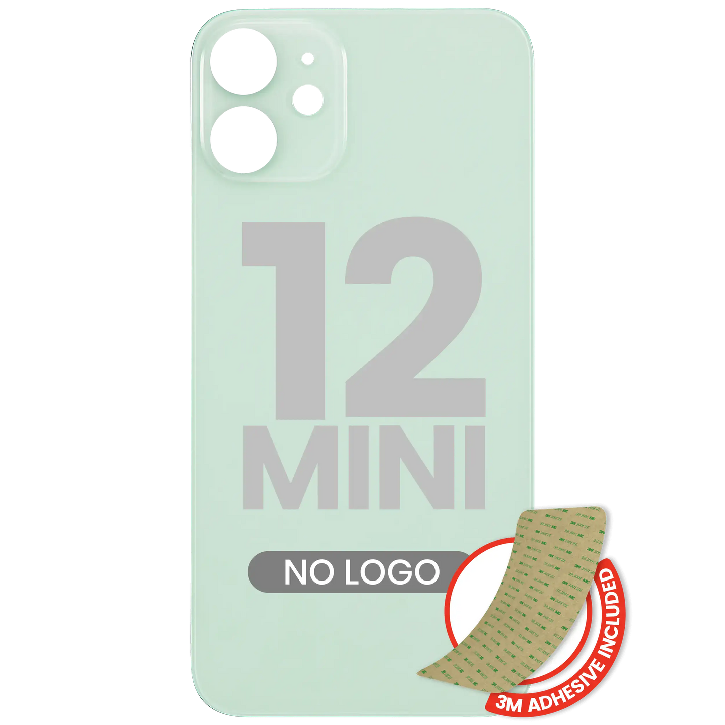 Back Glass With 3M Adhesive For iPhone 12 Mini (No Logo / Large Camera Hole) (Green)