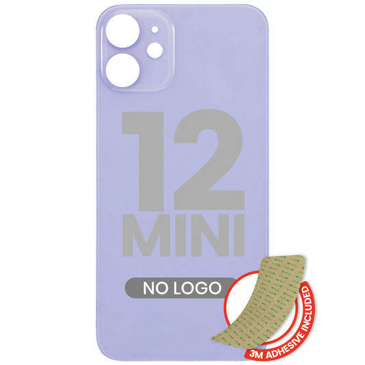 Back Glass With 3M Adhesive For iPhone 12 Mini (No Logo / Large Camera Hole) (Purple)