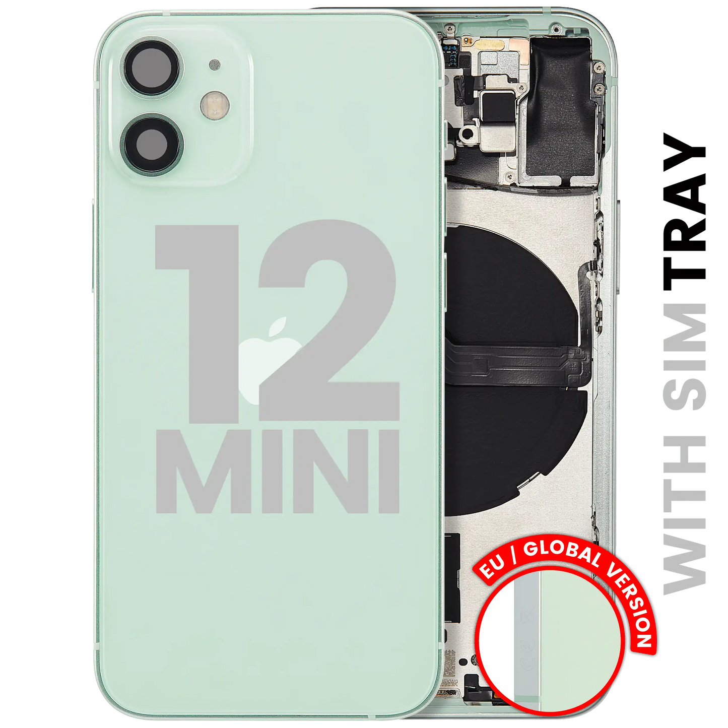 Back Housing W/ Small Parts For iPhone 12 Mini (EU / Global Version) (Used OEM Pull: Grade A) (Green)