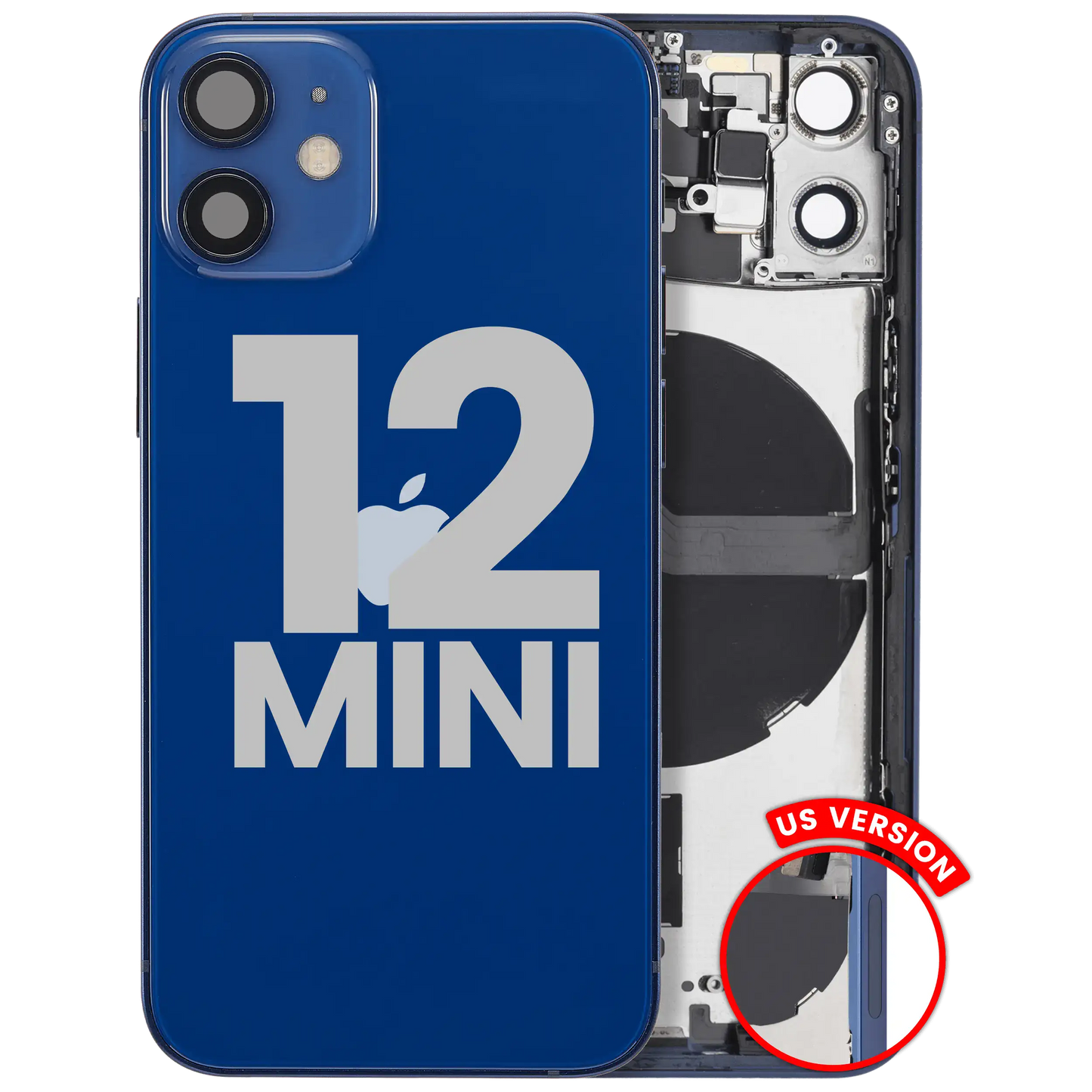 Back Housing W/ Small Parts For iPhone 12 Mini (US Version) (Used OEM Pull: Grade A) (Blue)