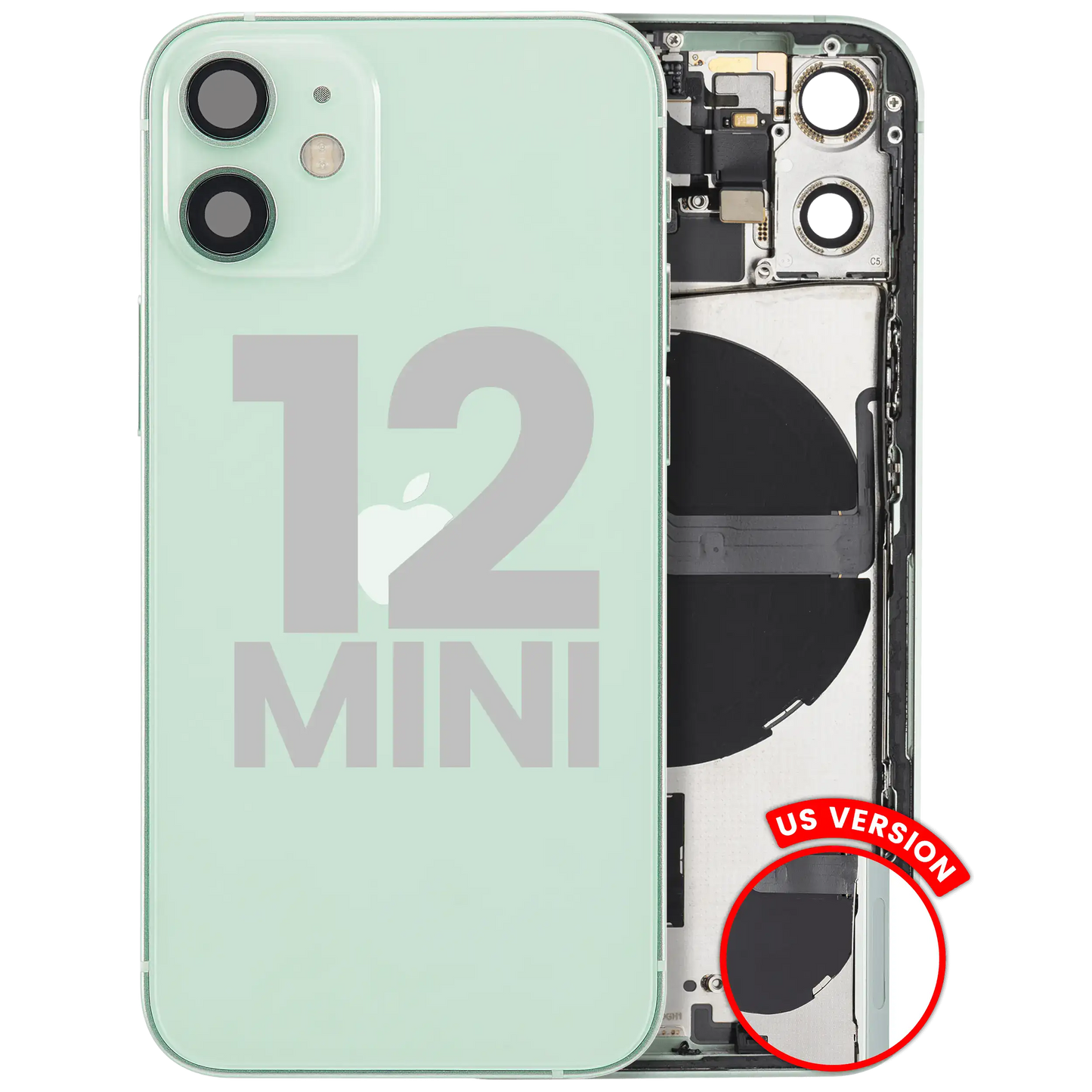 Back Housing W/ Small Parts For iPhone 12 Mini (US Version) (Used OEM Pull: Grade A) (Green)