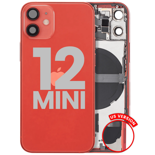 Back Housing W/ Small Parts For iPhone 12 Mini (US Version) (Used OEM Pull: Grade A) (Red)
