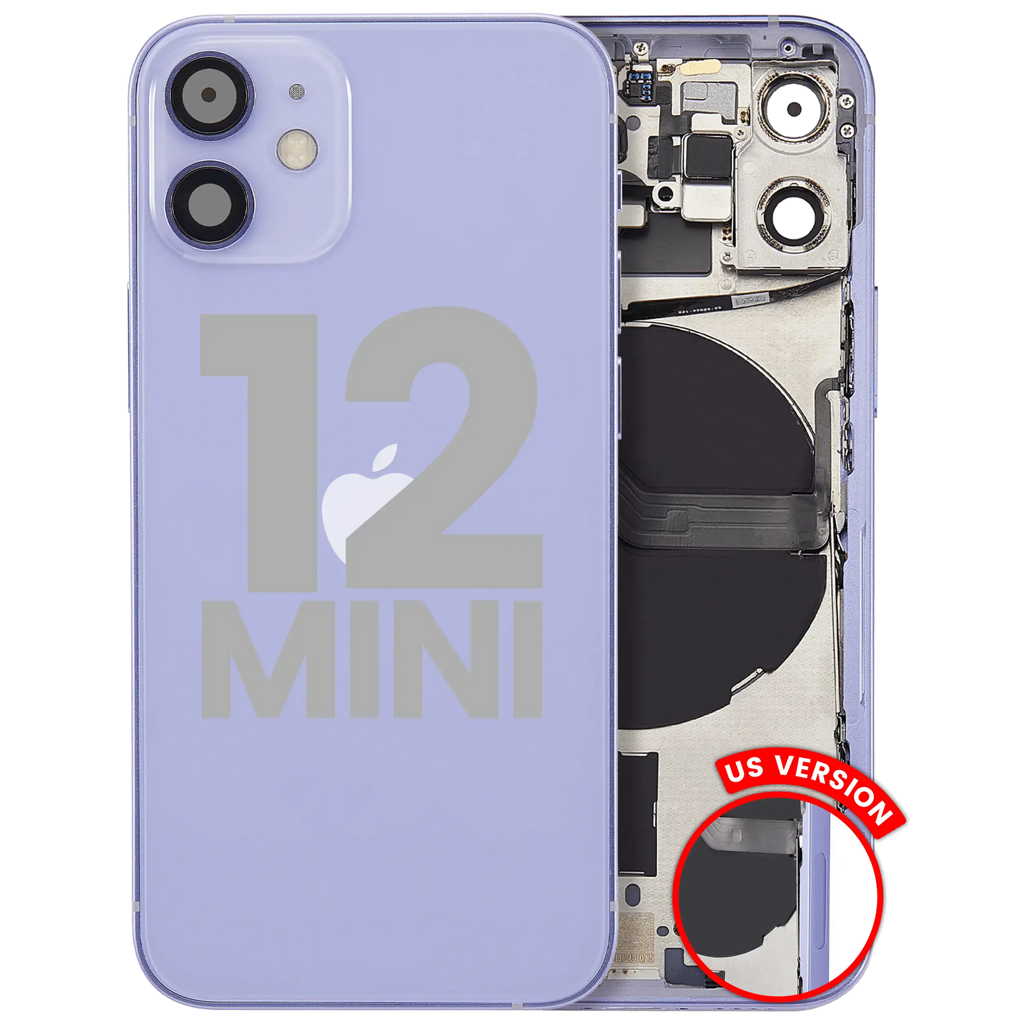 Back Housing W/ Small Parts For iPhone 12 Mini (US Version) (Used OEM Pull: Grade B) (Purple)