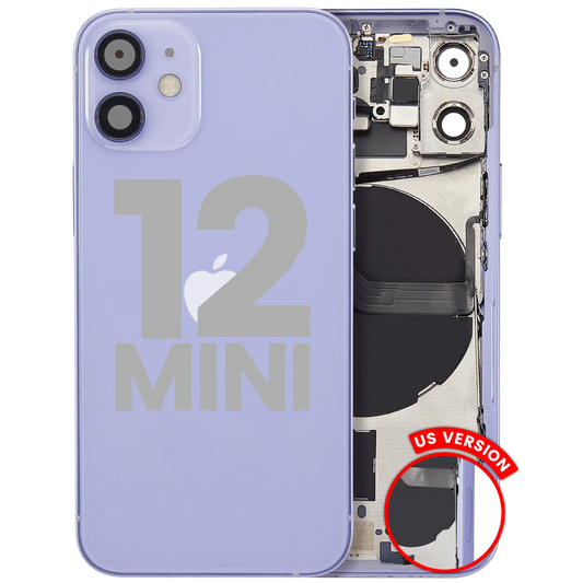 Back Housing W/ Small Parts For iPhone 12 Mini (US Version) (Used OEM Pull: Grade B) (Purple)