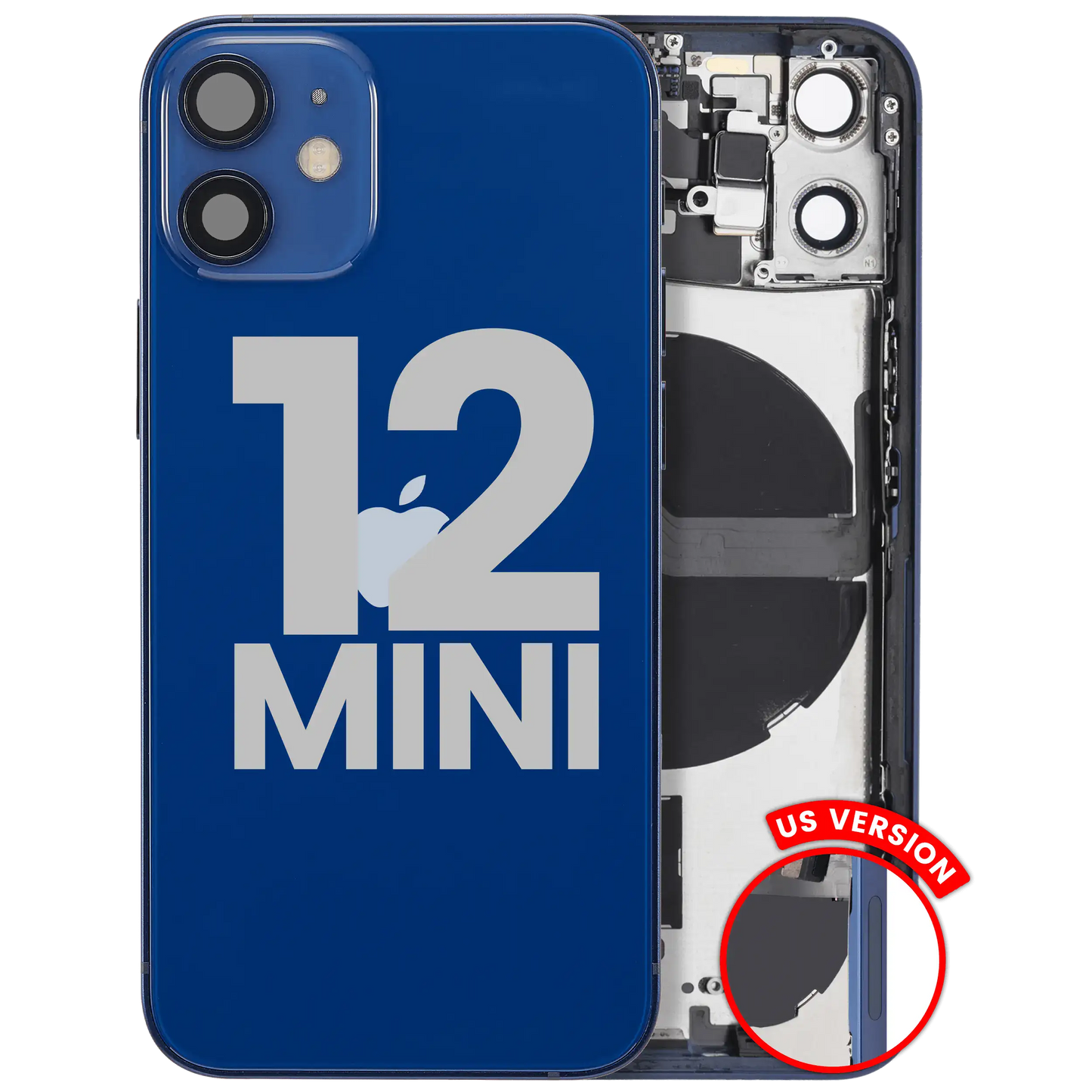 Back Housing W/ Small Parts For iPhone 12 Mini (US Version) (Used OEM Pull: Grade B) (Blue)