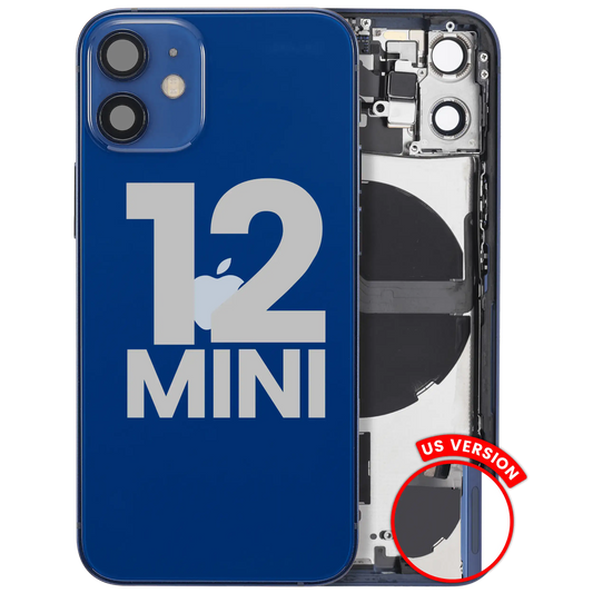 Back Housing W/ Small Parts For iPhone 12 Mini (US Version) (Used OEM Pull: Grade B) (Blue)