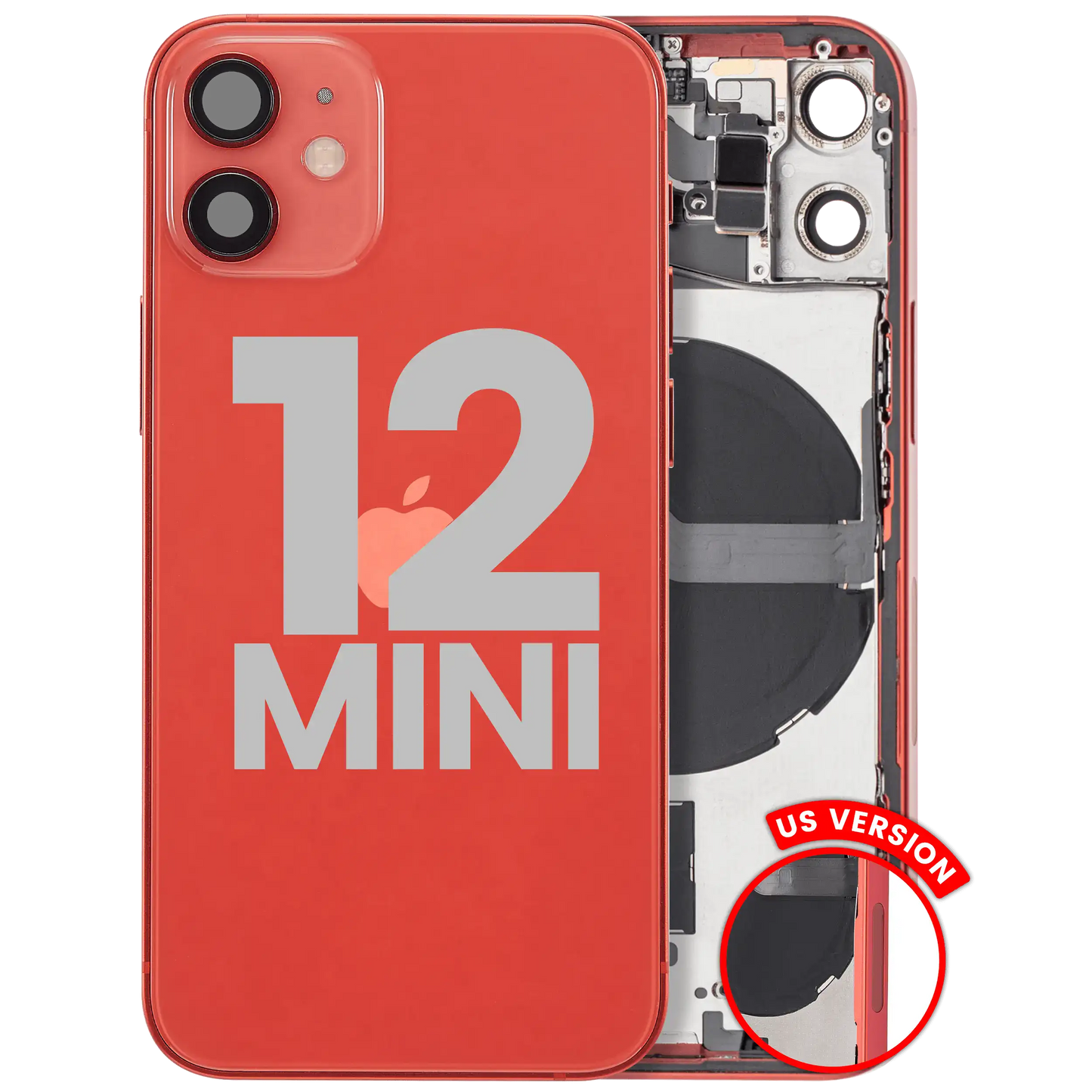 Back Housing W/ Small Parts For iPhone 12 Mini (US Version) (Used OEM Pull: Grade B) (Red)