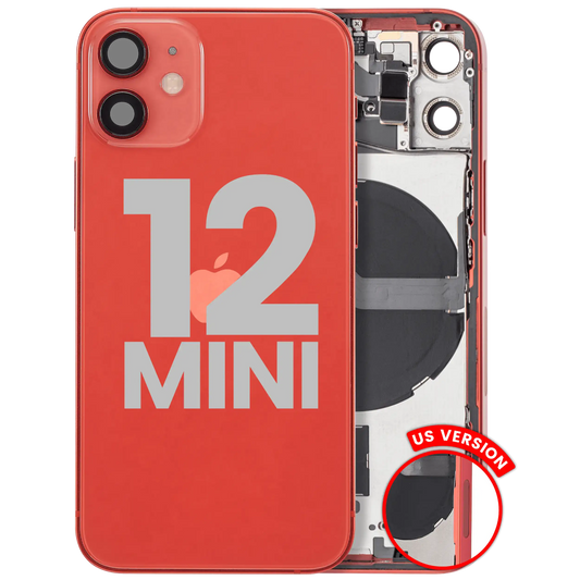 Back Housing W/ Small Parts For iPhone 12 Mini (US Version) (Used OEM Pull: Grade B) (Red)