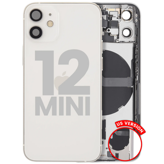 Back Housing W/ Small Parts For iPhone 12 Mini (US Version) (Used OEM Pull: Grade B) (White)