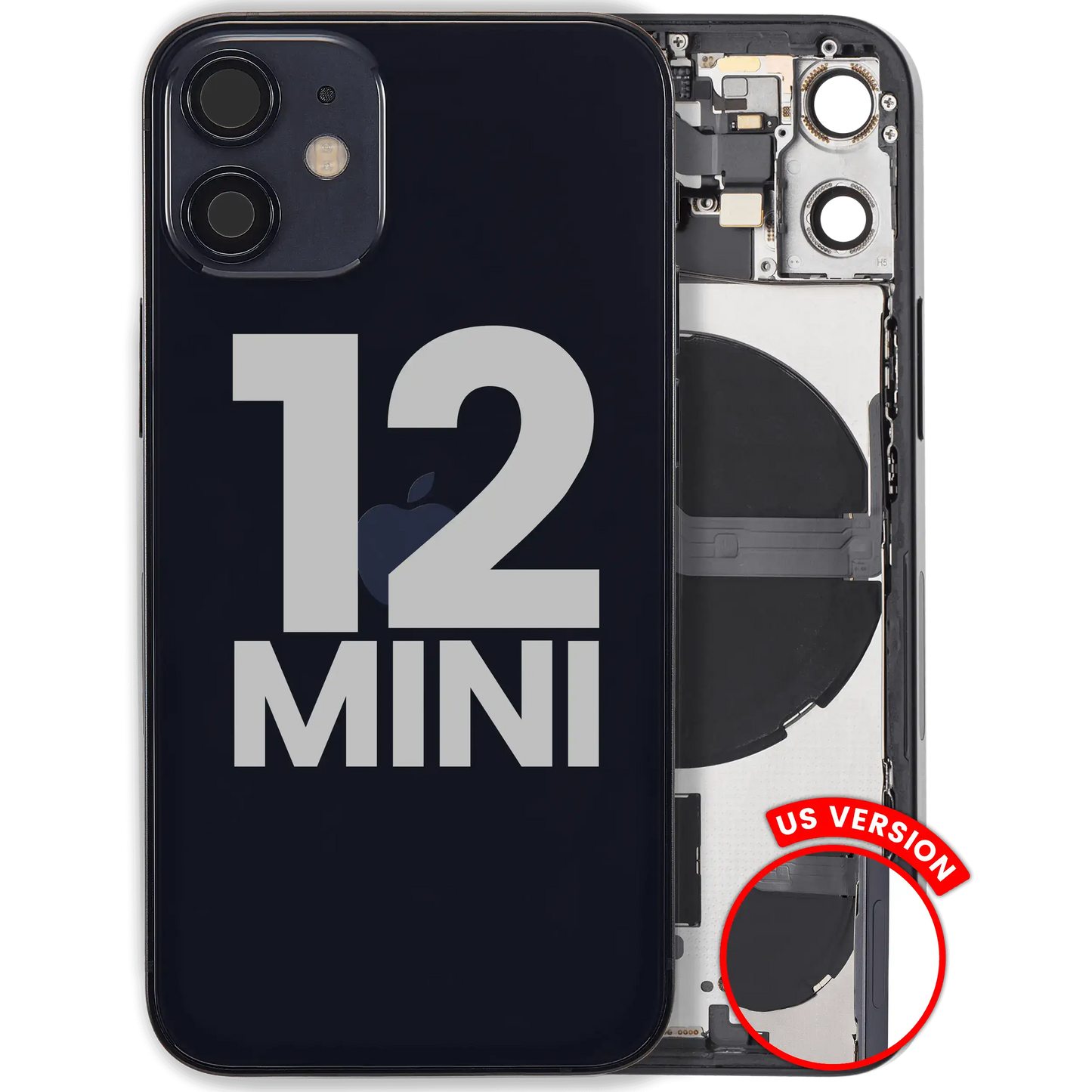 Back Housing W/ Small Parts For iPhone 12 Mini (US Version) (Used OEM Pull: Grade C) (Black)