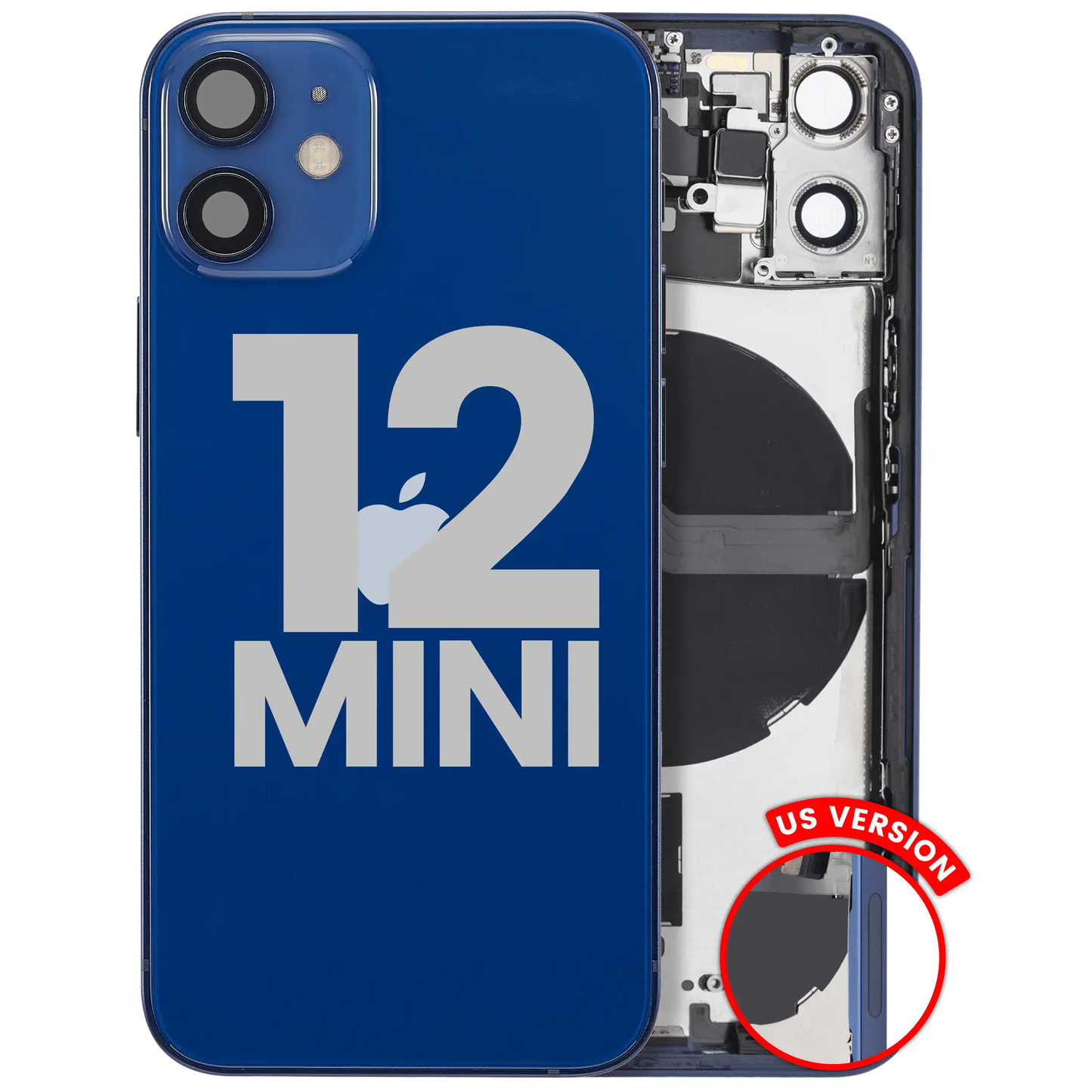 Back Housing W/ Small Parts For iPhone 12 Mini (US Version) (Used OEM Pull: Grade C) (Blue)